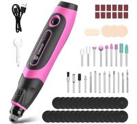 DEKOPRO Outil Rotatif Multifonction: 3.6 V Rose Mini Ponceuse pour les petits projets de bricolage,Meuleuse électrique avec 70 accessoires pour sculpter,couper,poncer,meuler,polir,graver