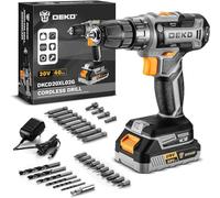 DEKOPRO Perceuse Visseuse sans Fil 20 V, Batterie et Chargeur, Gris | Visseuse dévisseuse sans fil avec batterie 1,5 Ah, 2 vitesses et 18+1 positions de réglage pour le bricolage à domicile