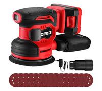 DEKOPRO Ponceuse Electrique Sans Fil: Ponceuse Orbitale 20V - Ponceuse Excentrique avec 2.0Ah Batterie pour le Ponceuse Bois - 125mm Ponceuses Sans Fil Papier Abrasif 15 Pièces, Rouge