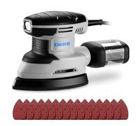 DEKOPRO Ponceuse Triangulaire 180W - Ponceuse Electrique 13000 RPM avec Dépoussiéreur et 15 Abrasifs - Ponceuse Bois Idéale pour Ponçage, Polissage, Travail du Bois - Bleu