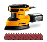 DEKOPRO Ponceuse Triangulaire 180W - Ponceuse Electrique 13000 RPM avec Dépoussiéreur et 15 Abrasifs - Ponceuse Bois Idéale pour Ponçage, Polissage, Travail du Bois - Jaune