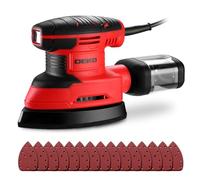 DEKOPRO Ponceuse Triangulaire 180W - Ponceuse Electrique 13000 RPM avec Dépoussiéreur et 15 Abrasifs - Ponceuse Bois Idéale pour Ponçage, Polissage, Travail du Bois - Rouge