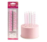 dekora - 16 Bougies Anniversaire Longues Mix Rose 13 cm pour Gâteau | Bougies longues roses avec supports, Décoration gâteau enfant, Anniversaire et table sucrée