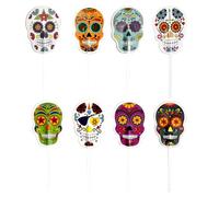 dekora - 16 Cake Toppers Halloween Têtes de Mort pour Cupcakes | Décorations Halloween pour enfants, têtes de mort compactes pour cupcakes, muffins et petits gâteaux