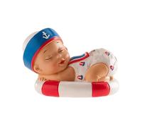 Dekora - 310134 Figurine Gâteau garcon avec chapeau d'amiral allongé sur une bouée