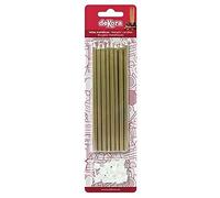 Dekora - 345329 Bougies Batonnets Metalliques 13cm 16U, Cire, Or, 13 x 1 x 1 cm
