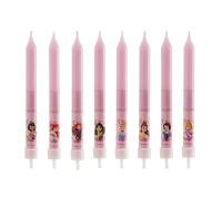 Dekora Design Bougies bâtonnet Princesses 346175 - Lot de 8, cire rose 8 x 8 x 12 cm