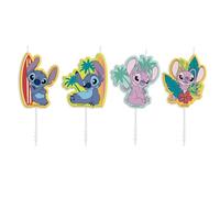dekora - 4 Bougies Anniversaire Stitch et Angel 3 x 4,5 cm | 4 Bougies Stitch et Angel 3 x 4,5 cm, Décorations pour Gâteau, Aptes au Contact Alimentaire
