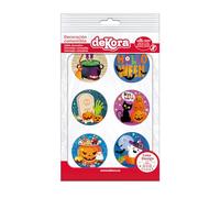 dekora - 6 Mini Disques Comestibles Halloween 5,8 cm | Décorations en papier comestible pour cupcakes, brownies et petits desserts, aux motifs Halloween