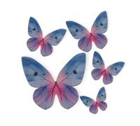 dekora - 79 Papillons Décoratifs 3D Comestibles - Décoration de Gâteau d'Anniversaire Facile à Faire - Papillons en Gaufrette Nuances de Bleu - Taille 3-6 cm