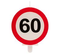 Dekora - Bougie Anniversaire | Bougie Originale Anniversaire - Panneau Interdit pour Decoration de Gateaux, Bougie 60 Ans