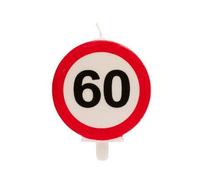 Dekora - Bougie Anniversaire | Bougie Originale Anniversaire - Panneau Interdit pour Decoration de Gateaux, Bougie 60 Ans