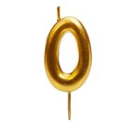 dekora - Bougie Anniversaire Chiffre 0 Dorée 7,5 cm pour Gâteau, Décoration de Gâteau d’Anniversaire, Mariage et Fêtes, Bougies Anniversaire Adulte