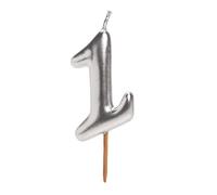 dekora - Bougie Anniversaire Chiffre 1 Argentée 7,5 cm pour Gâteau, Décoration de Gâteau d’Anniversaire, Mariage et Fêtes, Bougies Anniversaire Adulte