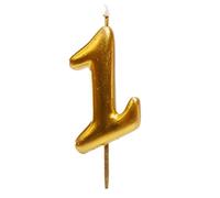 dekora - Bougie Anniversaire Chiffre 1 Dorée 7,5 cm pour Gâteau, Décoration de Gâteau d’Anniversaire, Mariage et Fêtes, Bougies Anniversaire Adulte