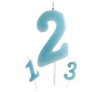 dekora - Bougie Anniversaire Chiffre 2 Bleu Bébé 5,5 cm pour Gâteau | décoration de gâteaux d’anniversaire 2 ans, fêtes d’enfants, tables sucrées et moments en famille