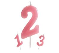 dekora - Bougie Anniversaire Chiffre 2 Rose Bébé 5,5 cm pour Gâteau | décoration de gâteaux d’anniversaire 2 ans, fêtes d’enfants, tables sucrées et moments en famille