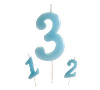 dekora - Bougie Anniversaire Chiffre 3 Bleu Bébé 5,5 cm pour Gâteau | décoration de gâteaux d’anniversaire 3 ans, fêtes d’enfants, tables sucrées et moments en famille