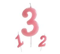 dekora - Bougie Anniversaire Chiffre 3 Rose Bébé 5,5 cm pour Gâteau | décoration de gâteaux d’anniversaire 3 ans, fêtes d’enfants, tables sucrées et moments en famille