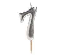 dekora - Bougie Anniversaire Chiffre 7 Argentée 7,5 cm pour Gâteau, Décoration de Gâteau d’Anniversaire, Mariage et Fêtes, Bougies Anniversaire Adulte