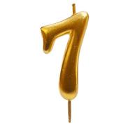 dekora - Bougie Anniversaire Chiffre 7 Dorée 7,5 cm pour Gâteau, Décoration de Gâteau d’Anniversaire, Mariage et Fêtes, Bougies Anniversaire Adulte