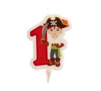dekora - Bougie Anniversaire Pirate Nº1 7 cm pour Gâteaux Enfants | Bougie anniversaire chiffre avec Cire sans parfum, Décoration pour gâteau apte au contact alimentaire