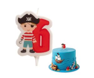 dekora - Bougie Anniversaire Pirate Nº6 7 cm pour Gâteaux Enfants | Bougie anniversaire chiffre avec Cire sans parfum, Décoration pour gâteau apte au contact alimentaire