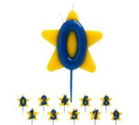 dekora - Bougie Anniversaire Solidaire Étoile pour Gâteaux, Numéro 0, Fondation Pequeño Deseo, Bougie Anniversaire Chiffre 9,5 cm avec Double Mèche, Apte au Contact Alimentaire
