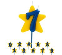dekora - Bougie Anniversaire Solidaire Étoile pour Gâteaux, Numéro 0, Fondation Pequeño Deseo, Bougie Anniversaire Chiffre 9,5 cm avec Double Mèche, Apte au Contact Alimentaire