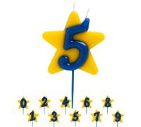dekora - Bougie Anniversaire Solidaire Étoile pour Gâteaux, Numéro 2, Fondation Pequeño Deseo, Bougie Anniversaire Chiffre 9,5 cm avec Double Mèche, Apte au Contact Alimentaire