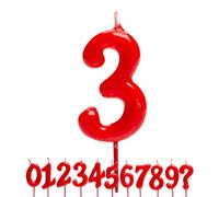 Bougie Anniversaire Rouge - Chiffre 3 rouge G