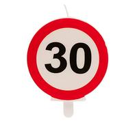 Dekora - Bougie d'Anniversaire avec le Signe d'Interdiction pour la Décoration de Gâteaux - Numéro 30, Multicouleur