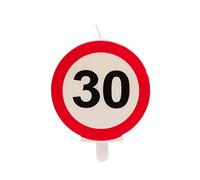 Dekora - Bougie d'Anniversaire avec le Signe d'Interdiction pour la Décoration de Gâteaux - Numéro 30, Multicouleur