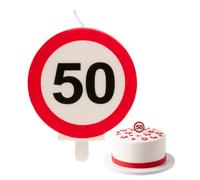 Dekora Design - Bougie d'anniversaire Numéro 50 avec signe d'interdiction, Multicouleur
