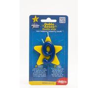 Dekora - Bougie d'anniversaire de solidarité | Bougies spéciales en forme d'étoile - Bougies à double souhait pour aider les enfants malades - Numéro 9, Bleu