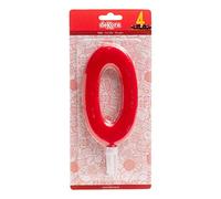 Dekora - Bougie d'Anniversaire Géante Numéro 0 de Couleur Rouge