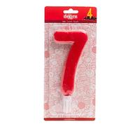 Dekora - Bougie d'Anniversaire Géante Numéro 7 de Couleur Rouge