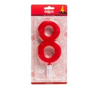 Dekora - Bougie d'Anniversaire Géante Numéro 8 de Rouge