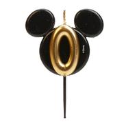 dekora - Bougie d'Anniversaire Mickey Mouse - Bougies Disney - Cire de Paraffine sans Fragrance - Bougies d'Anniversaire Enfant avec Oreilles de Mickey Mouse Noir et Doré - Taille 8,5 cm - Numéro 0
