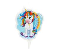 dekora | Bougie D'Anniversaire | Sans Parfum | Unicorn Tesia 2D | Bougie Avec Base En Plastique