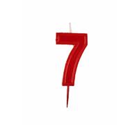 dekora - Bougies Anniversaire Chiffre 7 Rouges, Boîte de 12 Unités, Bougie Chiffre 4,7 cm pour Gâteau, Décoration de Gâteau d’Anniversaire, Fêtes et Célébrations