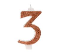 Dekora -Bougies d'Anniversaire Originales | Bougie d'Anniversaire Numéro 3 avec Paillettes Dorées