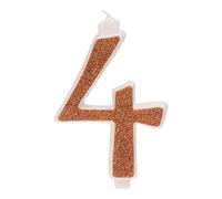 Dekora -Bougies d'Anniversaire Originales | Bougie d'Anniversaire Numéro 4 avec Paillettes Dorées
