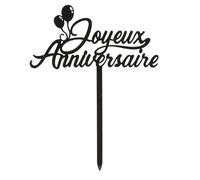 dekora - Cake Topper d'Anniversaire "Joyeux Anniversaire" - Décoration pour Gâteau d’Anniversaire Adaptée au Contact Alimentaire - Topping en Plastique pour Décorer les Gâteaux - Dimensions 14 x 10 cm