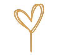 dekora - Cake Topper Double Cœur Doré 10,5 x 15 cm, Décoration Élégante pour Gâteaux, Saint-Valentin, Anniversaire de Couple et Mariage