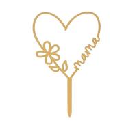 dekora - Cake Topper Fête des Mères en Forme de Cœur - Décoration pour Gâteaux Adaptée au Contact Alimentaire - Topping en Plastique pour Décorer Gâteaux ou Pâtisseries - Doré - Dimensions 16 x 11 cm