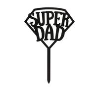 dekora - Cake Topper Fête des Pères "Super Dad" - Décoration pour Gâteaux Adaptée au Contact Alimentaire - Topping en Plastique pour Décorer Gâteaux ou Pâtisseries - Noir - Dimensions 15 x 10 cm