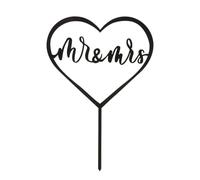 dekora - Cake Topper "Mr & Mrs" avec Cœur - Décoration pour Gâteaux Adaptée au Contact Alimentaire - Topping en Plastique pour Décorer Gâteaux ou Pâtisseries - Noir - Dimensions 15 x 15 cm
