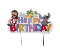 Dekora – Décoration gâteau Stitch «Happy Birthday» – Papier/plastique – 16,5×13 cm