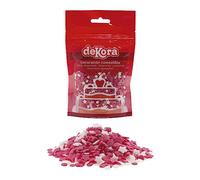 dekora - Confetti de Sucre en Étoiles et Cercles Roses et Blancs - Ajoutez une Touche Sucrée et Charmante à vos Gâteaux, Cupcakes et Petits Gâteaux